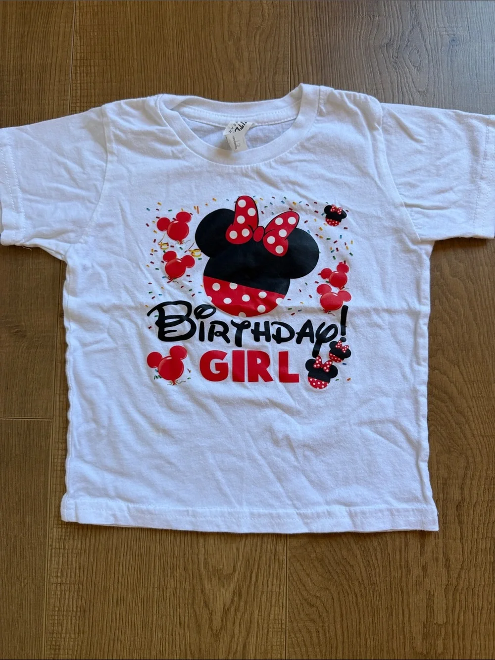 Birthday Girl Minnie Mouse Graphic Tee - White